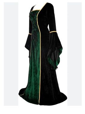 Renaissance Medieval Velvet Irish Ball Gown Halloween Cosplay Costume dress -XS